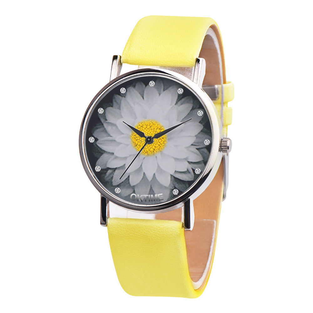 Water hibiscus lotus pattern leather female watch Dujana147