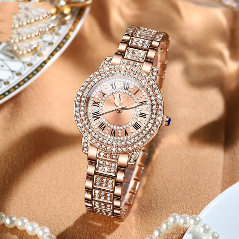 Exquisite And Elegant Sparkling Quartz Watch With Diamonds Dujana147
