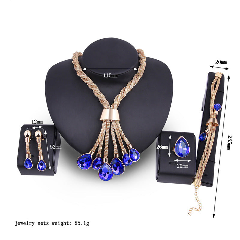 Necklac Earrings Jewellery Set Four-piece Gilded Dujana147