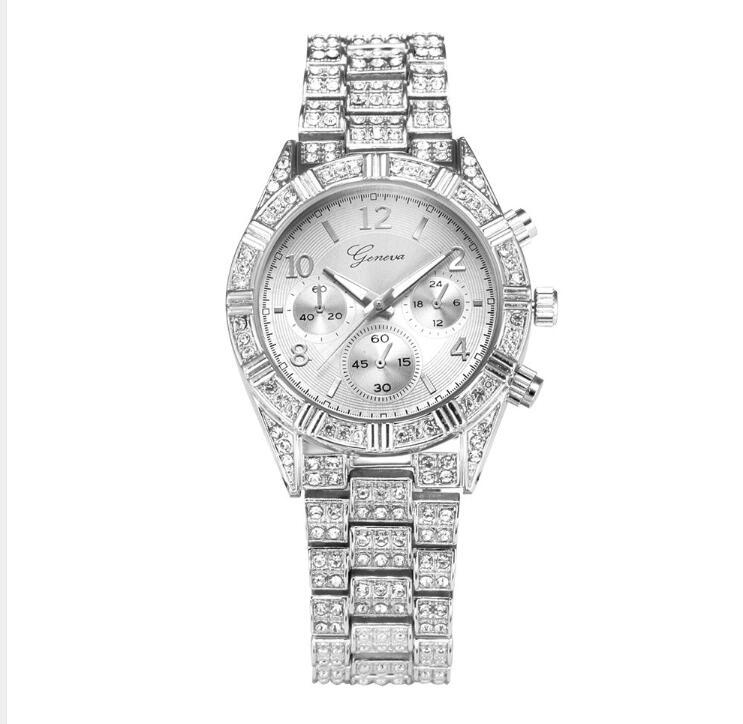 Women Crystal Quartz Analog Wrist Watch Fashion Stainless Steel Geneva Luxury Reloj Hombre Montre Femme Sport Watches Dujana147