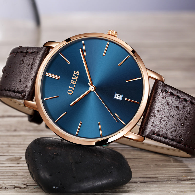 Fashion Casual Watch Men Luxury Brand Mens Watches Leather Sport Waterproof Auto Date Quartz Wristwatch Dujana147
