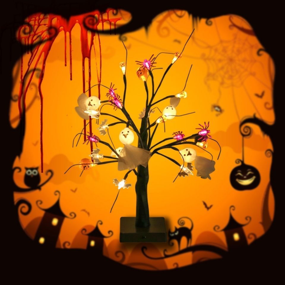 LED Halloween Pumpkin Spider Birch Tree Light Dujana147