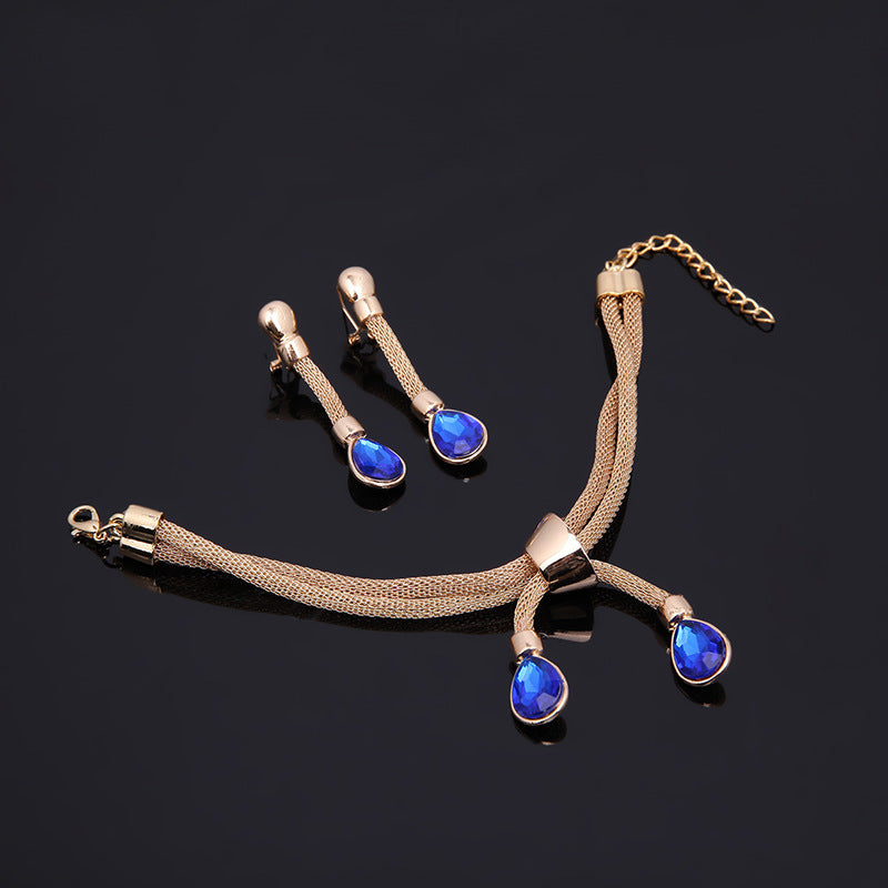 Necklac Earrings Jewellery Set Four-piece Gilded Dujana147