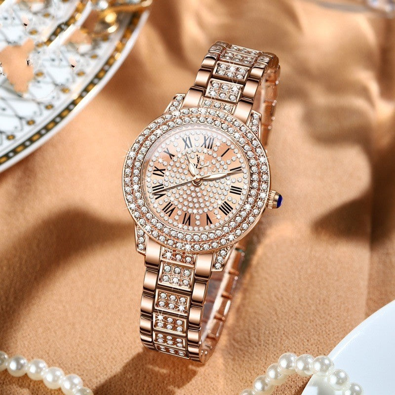 Exquisite And Elegant Sparkling Quartz Watch With Diamonds Dujana147