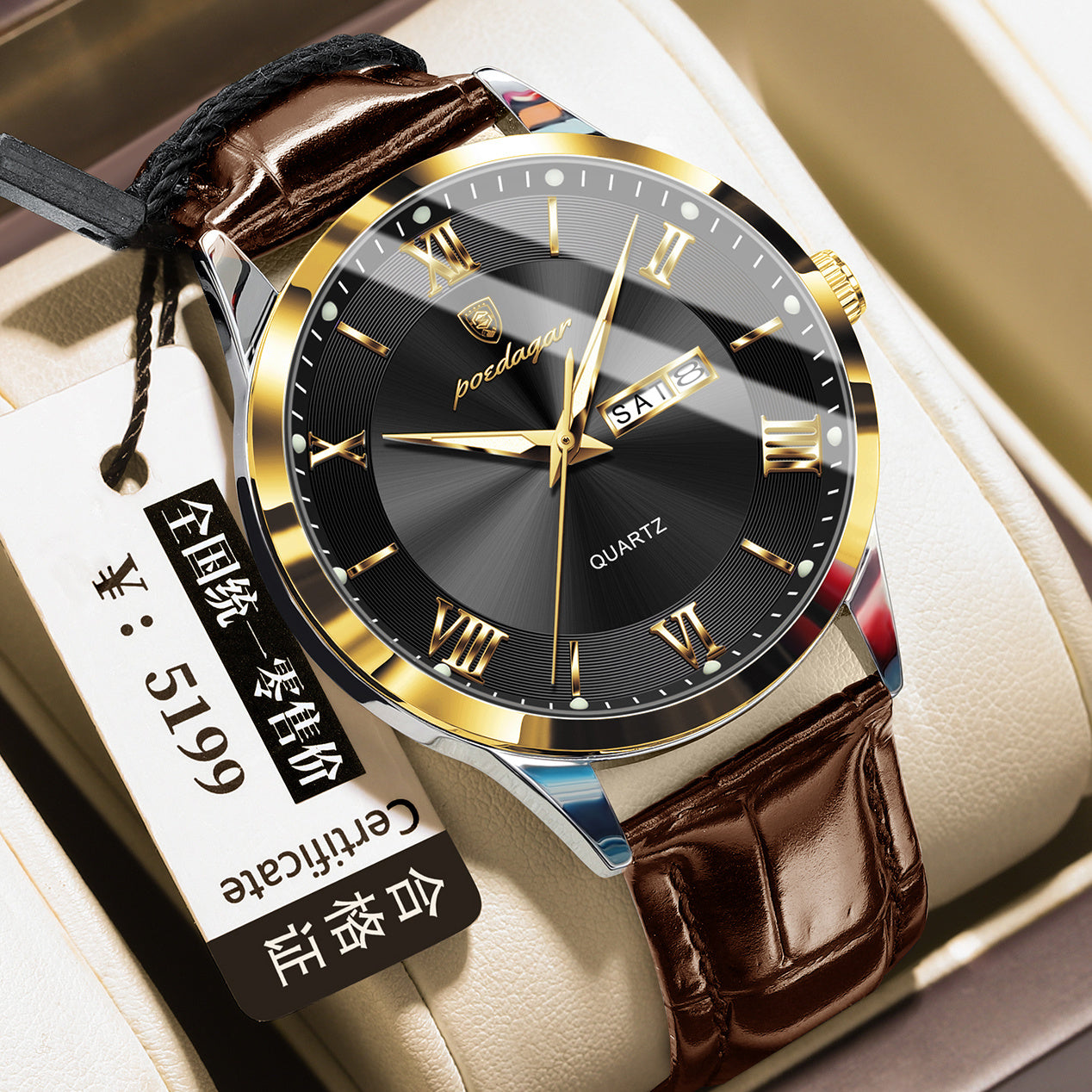 Men's Casual Luminous Double Calendar Waterproof Watch Dujana147