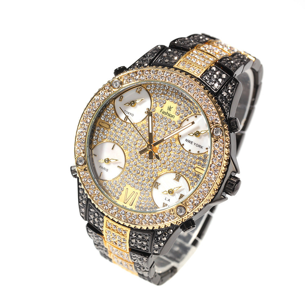 New Full Diamond Large Dial Hip-hop Men's Watches Dujana147