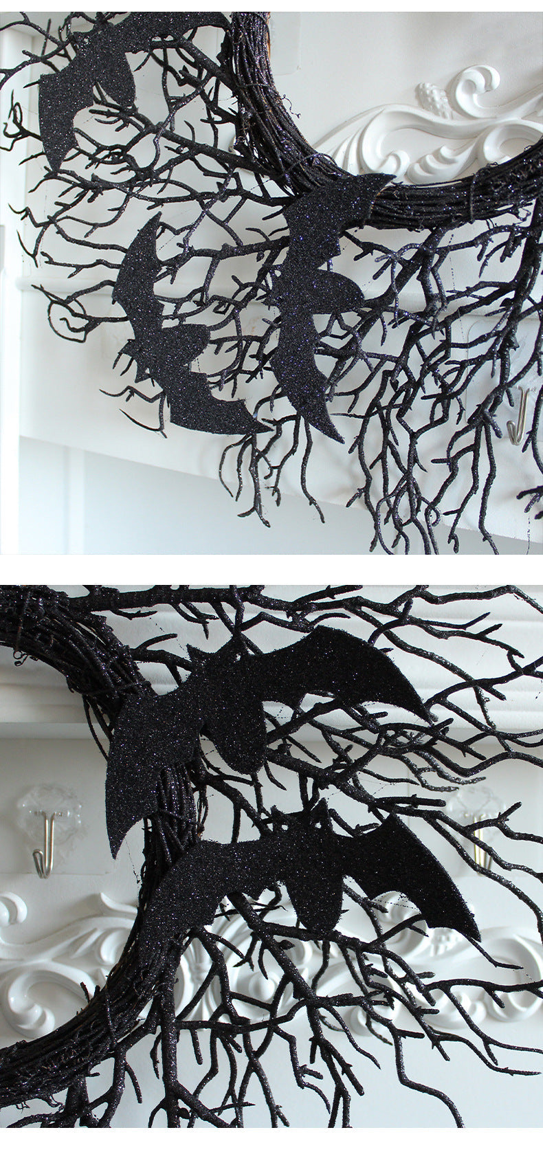 Halloween Simulation Decoration Wreath Black Dujana147