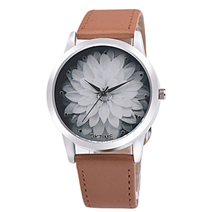 Water hibiscus lotus pattern leather female watch Dujana147