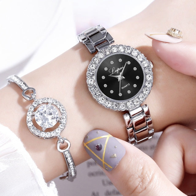 Watches-Set Bangle Clock Bracelet Wrist-Watch Quartz Women Fashion Ladies Brand Luxury Dujana147