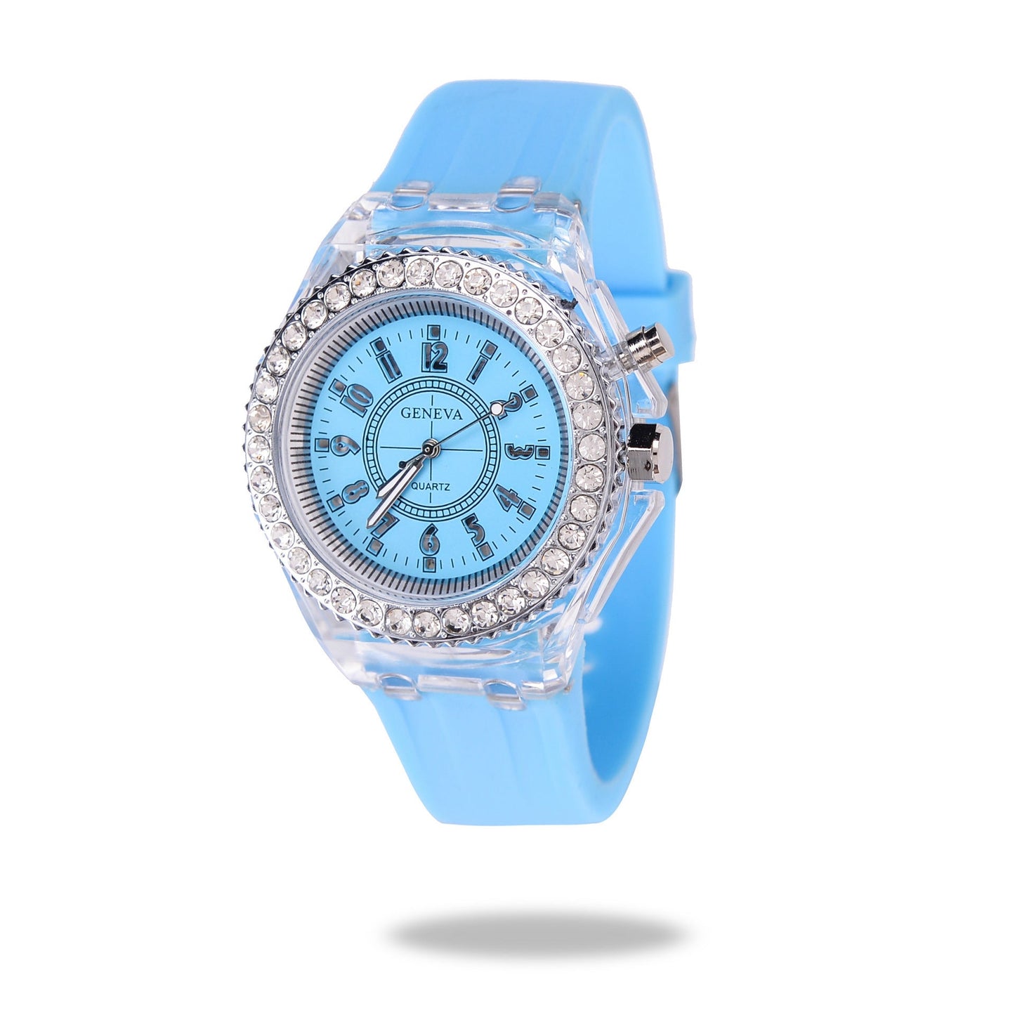 LED Luminous Watches Geneva Women Quartz Watch Women Ladies Silicone Bracelet Watches Dujana147