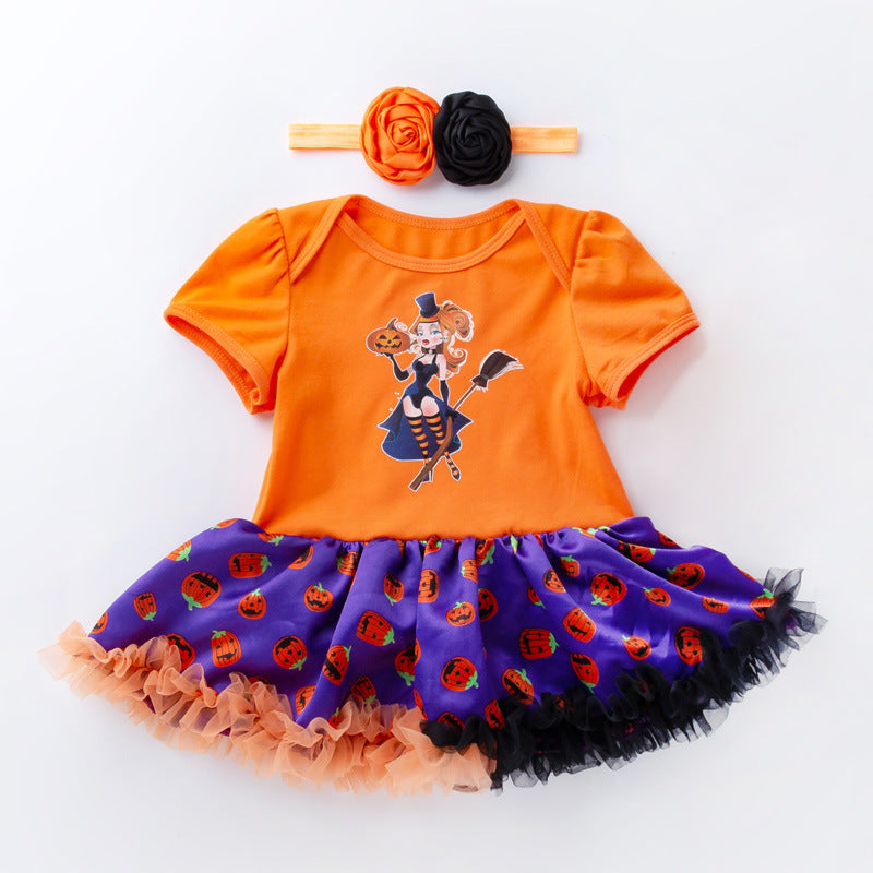 Halloween Pumpkin Short Sleeve Romper Dujana147