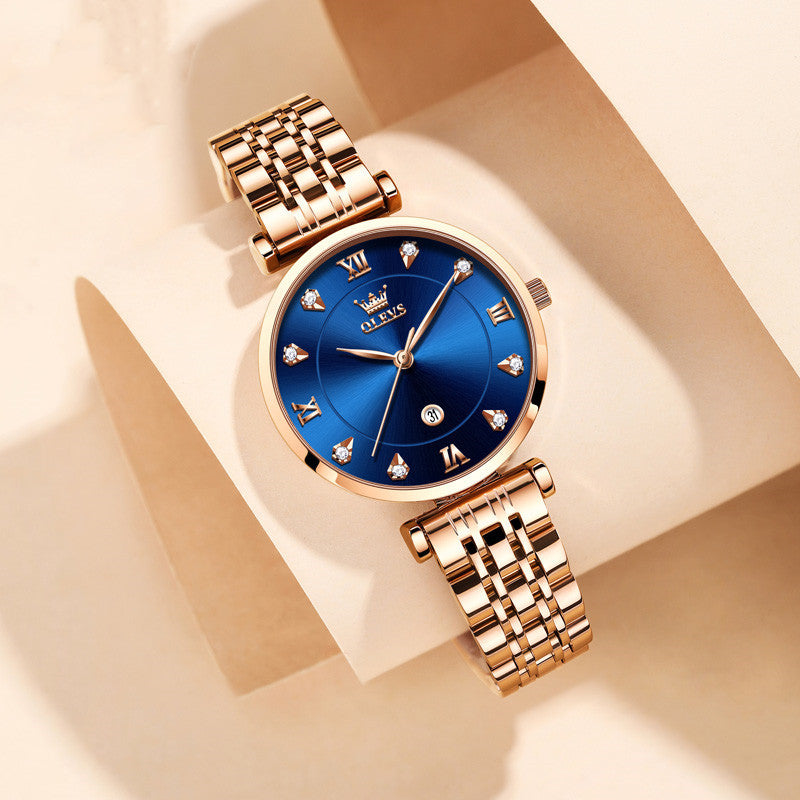 Calendar Quartz Watch Business Waterproof Ladies Watch Women's Steel Band Red Women's Watch Dujana147