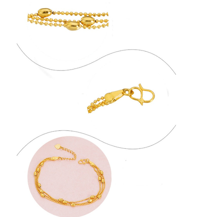 Brass Jewellery Accessories, Gold-Plated Three-Wire Turn & Transport Bracelet, Ladies Vietnam Sand Gold Jewelry New Product Multi-Wire Bracelet Dujana147