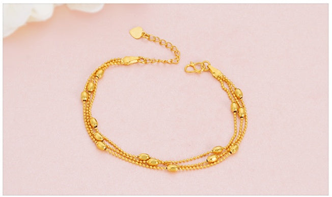 Brass Jewellery Accessories, Gold-Plated Three-Wire Turn & Transport Bracelet, Ladies Vietnam Sand Gold Jewelry New Product Multi-Wire Bracelet Dujana147