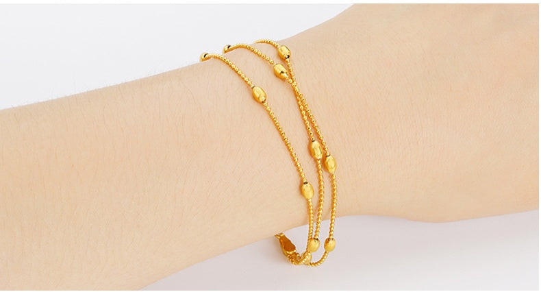Brass Jewellery Accessories, Gold-Plated Three-Wire Turn & Transport Bracelet, Ladies Vietnam Sand Gold Jewelry New Product Multi-Wire Bracelet Dujana147