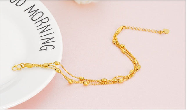 Brass Jewellery Accessories, Gold-Plated Three-Wire Turn & Transport Bracelet, Ladies Vietnam Sand Gold Jewelry New Product Multi-Wire Bracelet Dujana147