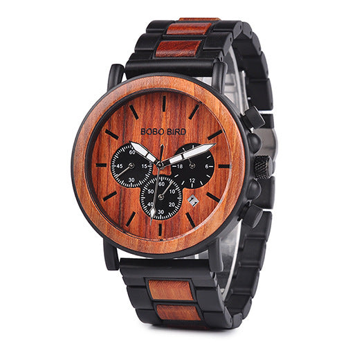 Bobo Bird Wood Watch Quartz Watch Three Eye Multifunctional Student Wood Watch Men Watches Dujana147
