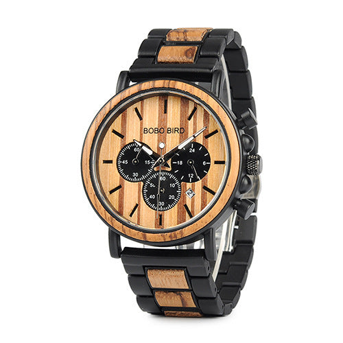 Bobo Bird Wood Watch Quartz Watch Three Eye Multifunctional Student Wood Watch Men Watches Dujana147