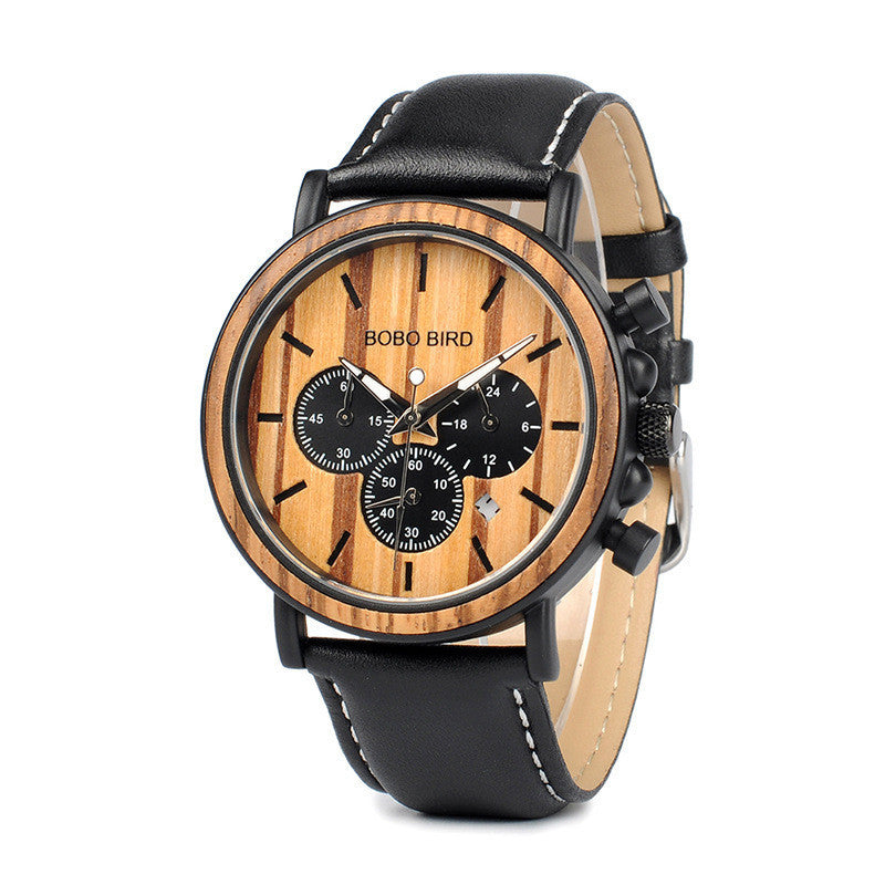 Bobo Bird Wood Watch Quartz Watch Three Eye Multifunctional Student Wood Watch Men Watches Dujana147