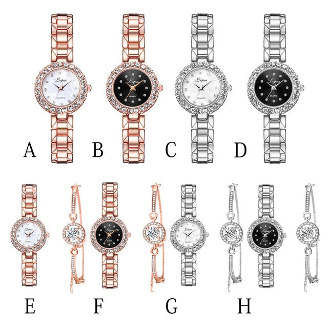 Watches-Set Bangle Clock Bracelet Wrist-Watch Quartz Women Fashion Ladies Brand Luxury Dujana147
