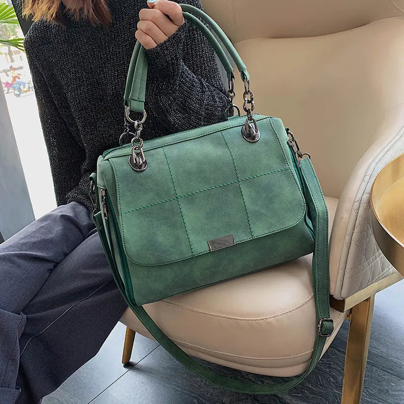Matte Women  Scrub Female Shoulder Bags Large Capacity Matcha Green PU Leather Lady Totes Boston Bag for Travel Hand Bags Dujana147