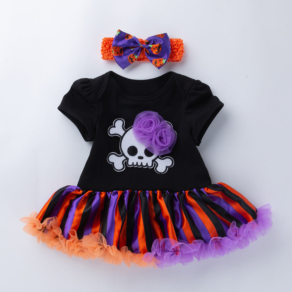 Halloween Pumpkin Short Sleeve Romper Dujana147