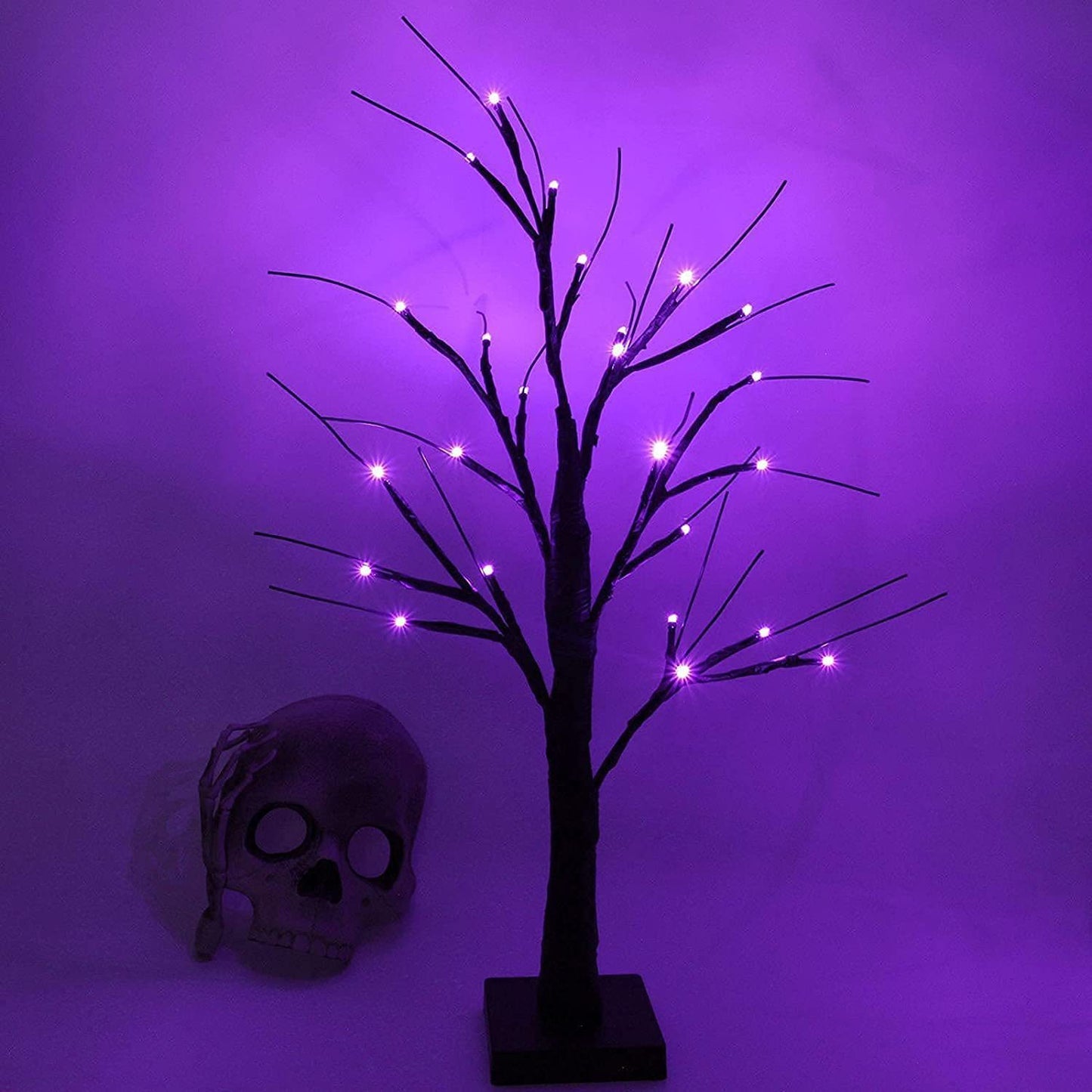 LED Simulation Purple Tree Light Halloween Thanksgiving Decoration Dujana147