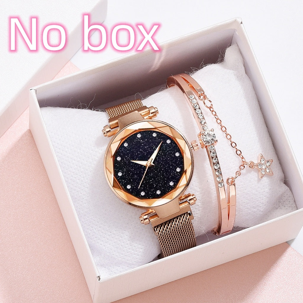 Luxury Women Watches Bracelet Set Fashion Elegant Magnet Buckle Ladies Starry Sky Watch Set Relogio Dujana147