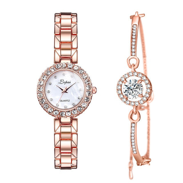 Watches-Set Bangle Clock Bracelet Wrist-Watch Quartz Women Fashion Ladies Brand Luxury Dujana147