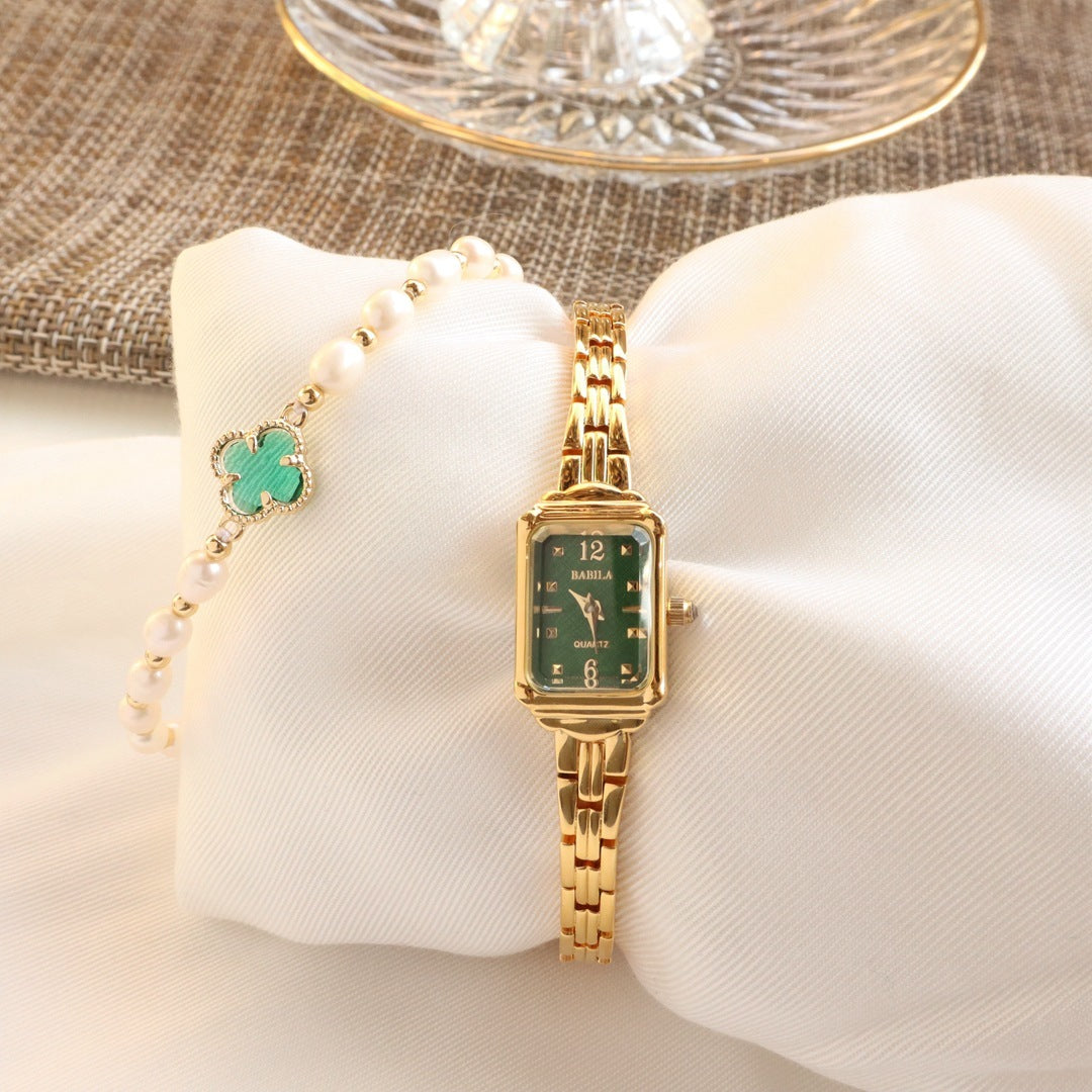 Temperament Copper Plating 18K Gold Fashion Casual Internet Celebrity Women's Square Watch Dujana147
