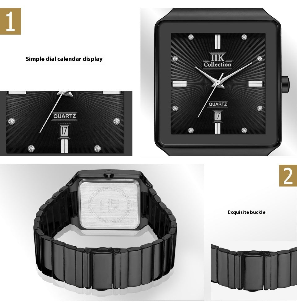 Square Waterproof Couple Watch Calendar Dujana147