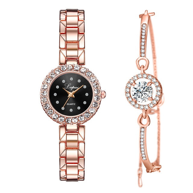Watches-Set Bangle Clock Bracelet Wrist-Watch Quartz Women Fashion Ladies Brand Luxury Dujana147
