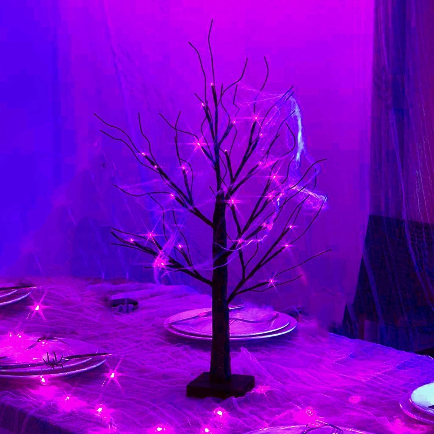 LED Simulation Purple Tree Light Halloween Thanksgiving Decoration Dujana147