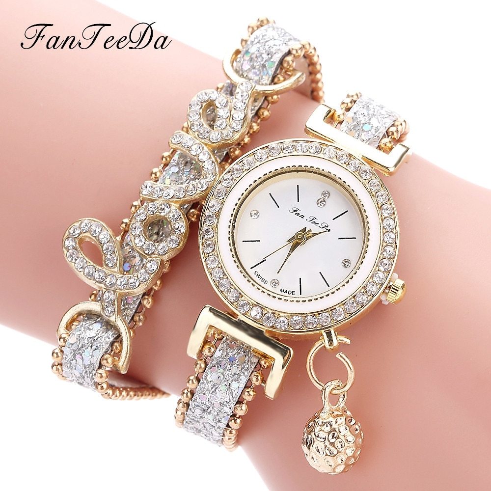 FanTeeDa Brand Women Bracelet Watches Ladies Watch Rhinestones Clock Womens Fashion Dress Wristwatch Relogio Feminino Gift Dujana147