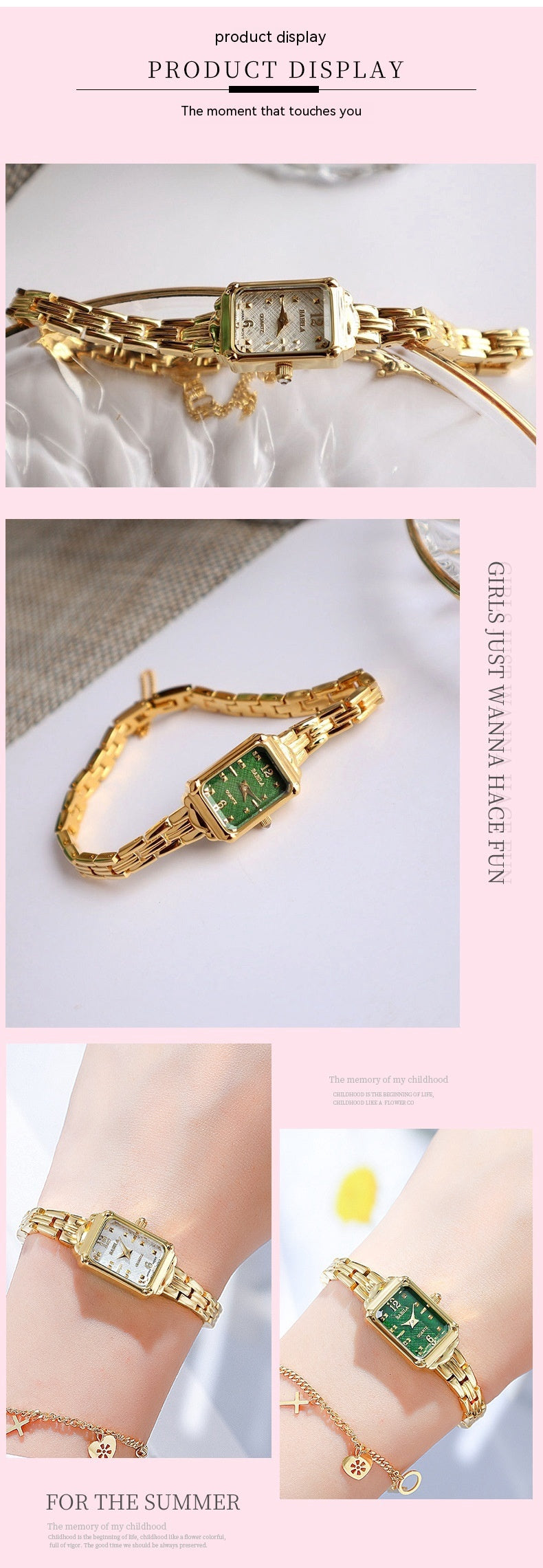 Temperament Copper Plating 18K Gold Fashion Casual Internet Celebrity Women's Square Watch Dujana147