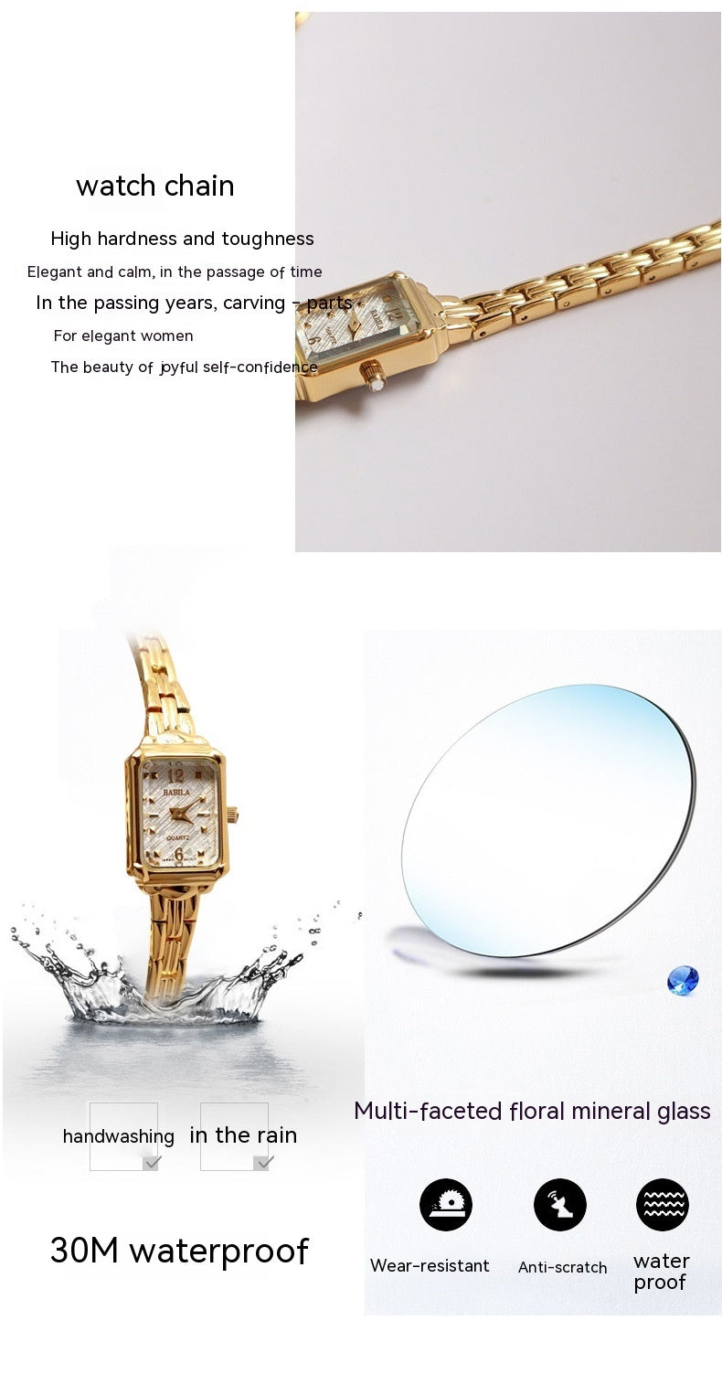 Temperament Copper Plating 18K Gold Fashion Casual Internet Celebrity Women's Square Watch Dujana147
