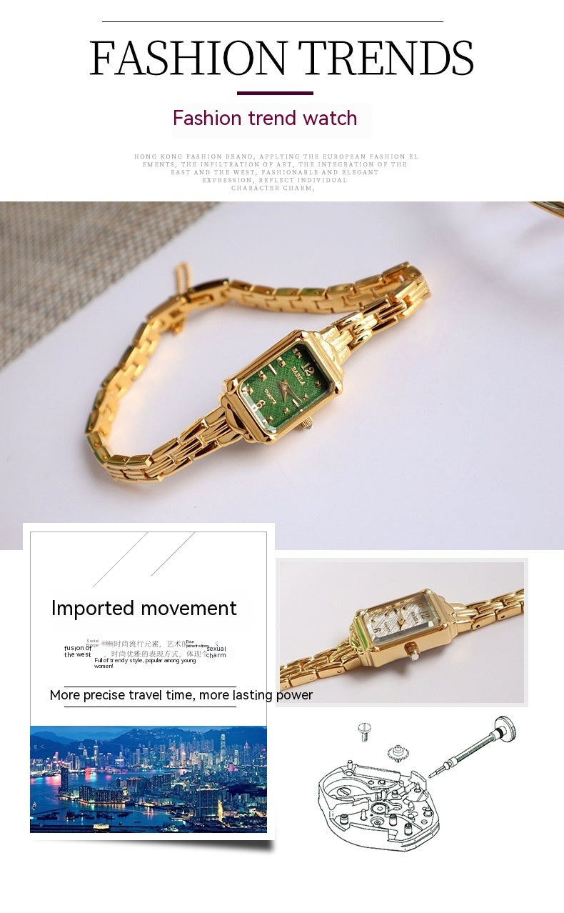 Temperament Copper Plating 18K Gold Fashion Casual Internet Celebrity Women's Square Watch Dujana147