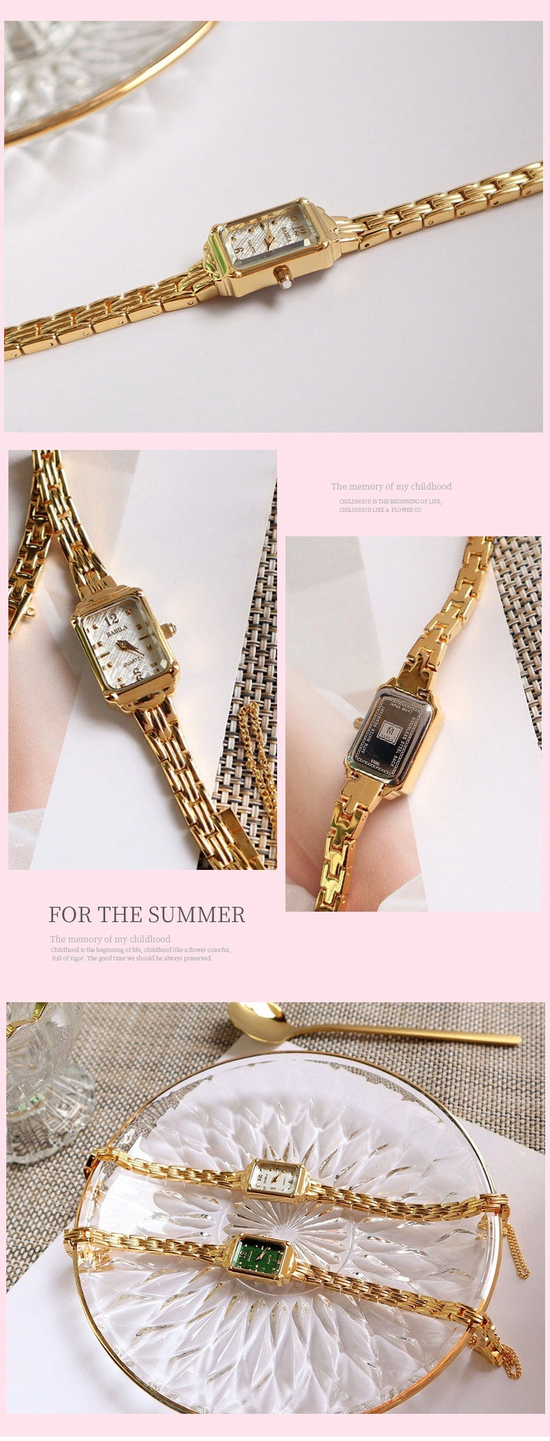 Temperament Copper Plating 18K Gold Fashion Casual Internet Celebrity Women's Square Watch Dujana147