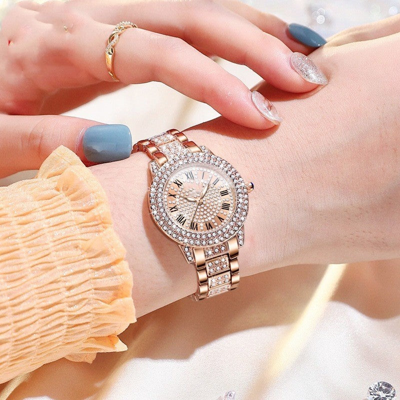 Exquisite And Elegant Sparkling Quartz Watch With Diamonds Dujana147