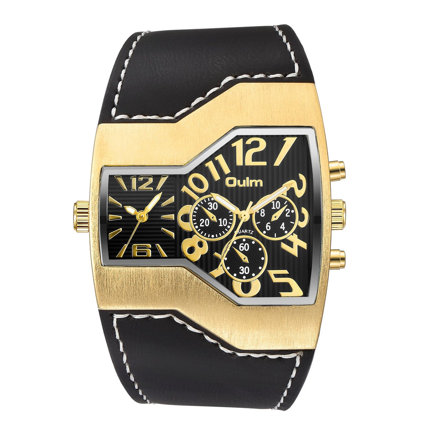 Premium Belt Large Dial Gold Men's Watch Dujana147