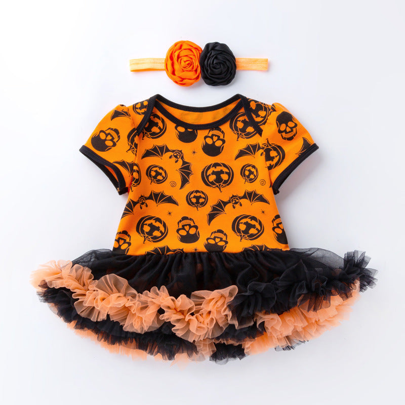 Halloween Pumpkin Short Sleeve Romper Dujana147