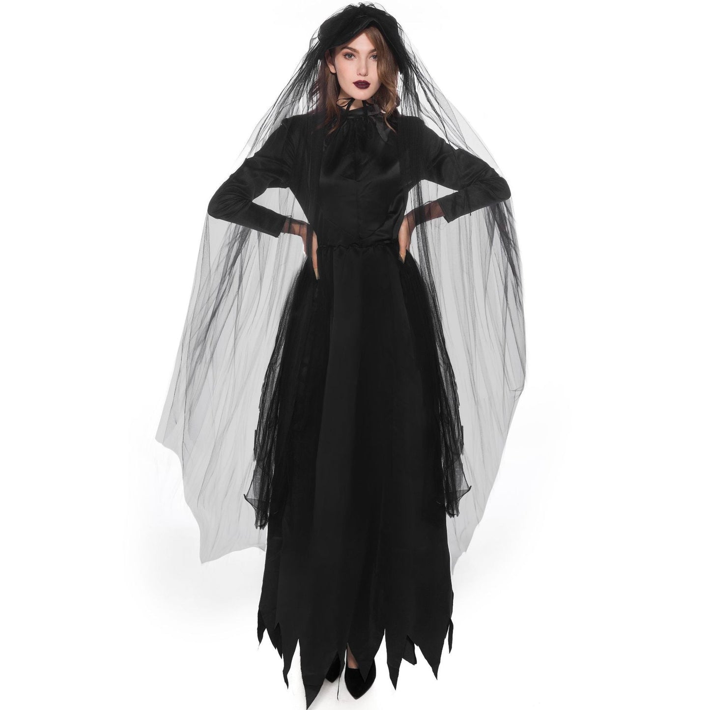 Scary Women's Cosplay Costumes Halloween Party Carnival Wedding Bride Dress Evil Ghost Vampire Anime Game Outfit Headwear Dujana147