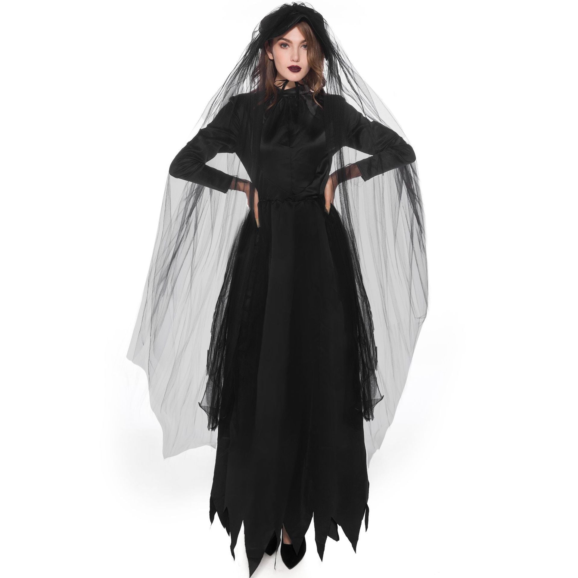 Scary Women's Cosplay Costumes Halloween Party Carnival Wedding Bride Dress Evil Ghost Vampire Anime Game Outfit Headwear Dujana147