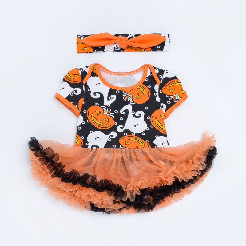 Halloween Pumpkin Short Sleeve Romper Dujana147