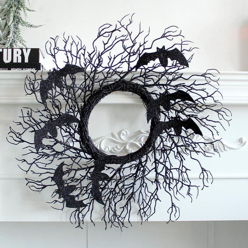 Halloween Simulation Decoration Wreath Black Dujana147