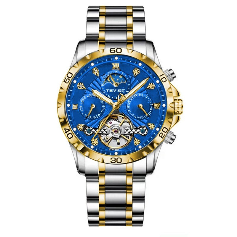 Fashion Business Men's Waterproof Tourbillon Steel Belt Mechanical Watch Dujana147