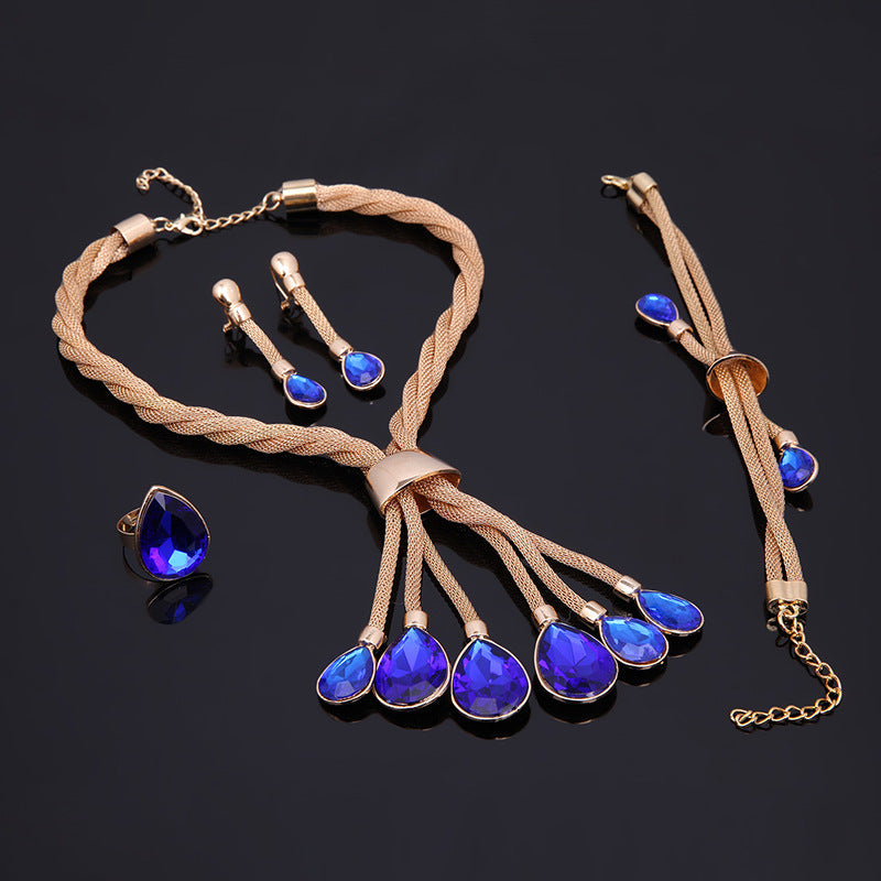 Necklac Earrings Jewellery Set Four-piece Gilded Dujana147