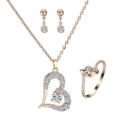 Heart Pendant Jewelry Set Rhinestone Jewellery Dujana147