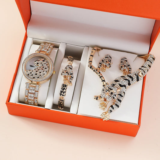 Quality Diamond Animal Simple Large Dial Steel Belt Quartz Watch Suit Dujana147