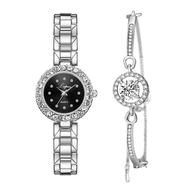 Watches-Set Bangle Clock Bracelet Wrist-Watch Quartz Women Fashion Ladies Brand Luxury Dujana147